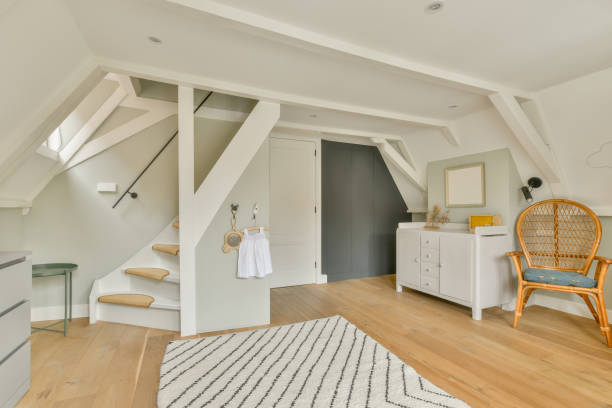 istock Light cozy baby room with cot 1462383104