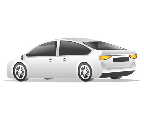 istock Isometric flat 3d concept illustration of luxury sedan car model character back view 1462385106