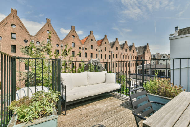istock Panoramic view of brick buildings from balcony 1462385523