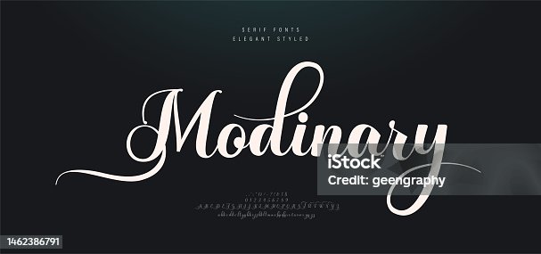 istock Vintage luxury wedding alphabet letters font. Typography elegant classic lettering serif fonts and number decorative logo retro with tails concept. vector illustration 1462386791