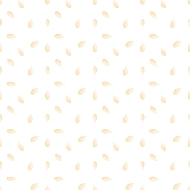 ilustrações de stock, clip art, desenhos animados e ícones de white sesame seed, vector seameless pattern. - sesame seed cereal plant backgrounds