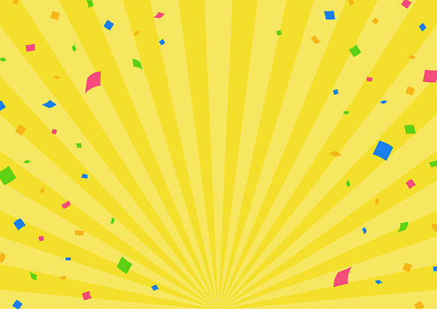 Confetti and Concentration Lines Backgrounds Web graphics on yellow background