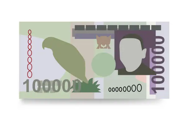 Vector illustration of Dobra Vector Illustration. São Tomé and Príncipe money set bundle banknotes. Paper money 100000 STN. Flat style. Isolated on white background. Simple minimal design.