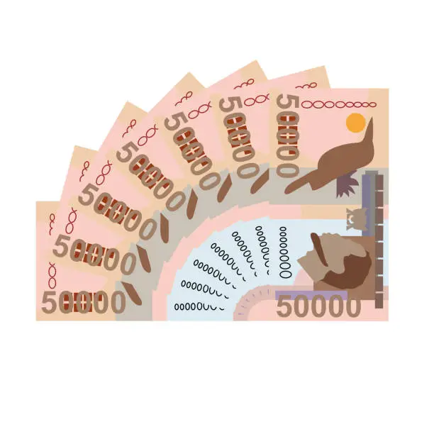 Vector illustration of Dobra Vector Illustration. São Tomé and Príncipe money set bundle banknotes. Paper money 50000 Db. Flat style. Isolated on white background. Simple minimal design.