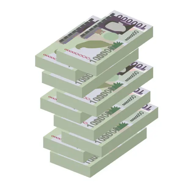 Vector illustration of Dobra Vector Illustration. São Tomé and Príncipe money set bundle banknotes. Paper money 100000 Db. Flat style. Isolated on white background. Simple minimal design.
