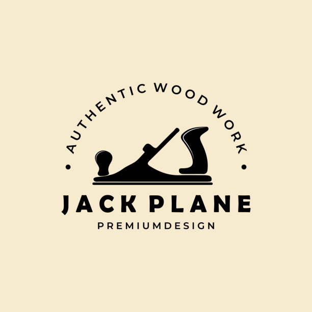 illustrazioni stock, clip art, cartoni animati e icone di tendenza di jack plane vintage modello vettoriale design - workshop old fashioned old instrument maker