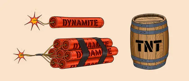 Vector illustration of Old style dynamite set for web design
