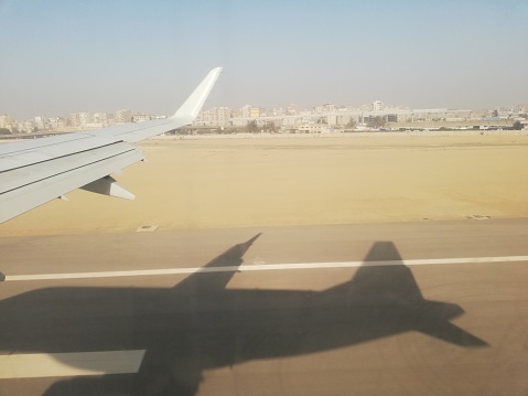 Airplane Window View, landing, Luxor to Cairo, Egypt