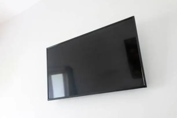 Large lcd tv on modern gray wall