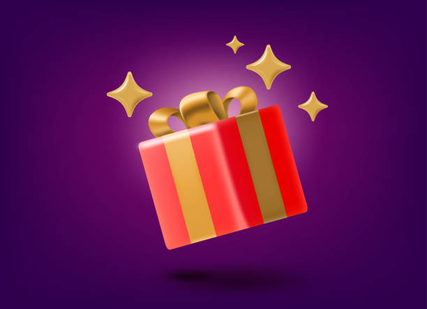istock Red gift box with golden ribbon and bow. Present concept. 3d vector illustration 1462456964