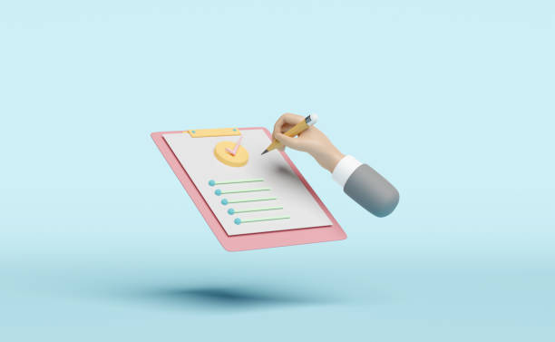 istock check list with businessman hands holding pencil,clipboard,check mark isolated on blue background.concept 3d illustration or 3d render 1462465215