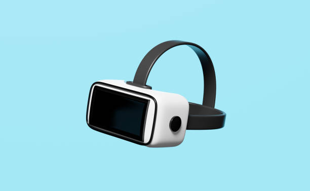 istock Virtual reality glasses, helmet isolated on blue background. VR concept, 3d illustration, 3d render 1462517499