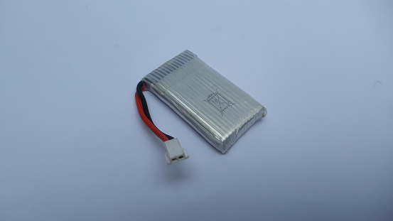 A 1800 Mah Drone battery on an isolated background