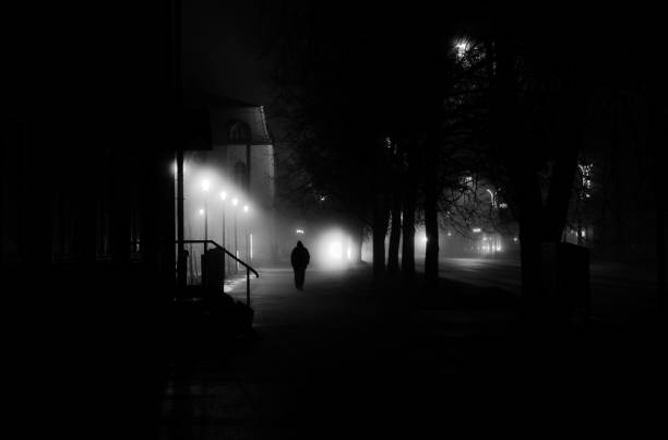 istock Silhouette on a foggy night 1462527903
