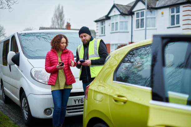 a person having a transaction with a scrap yard company personnel