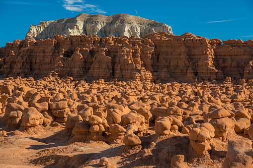 The famous Goblin Valley State Park in Utah, USA under a clear blue sky