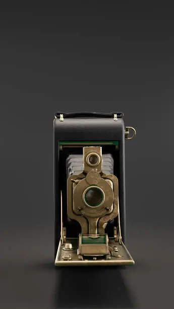 Photo of Kodak vintage junior camera, retro photo camera. 3d Rendering