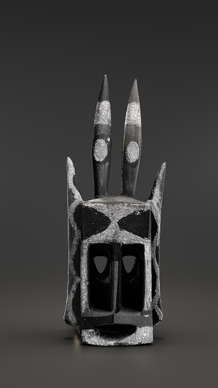 Walu antelope mask from African Dogan People. 3d Rendering, single object