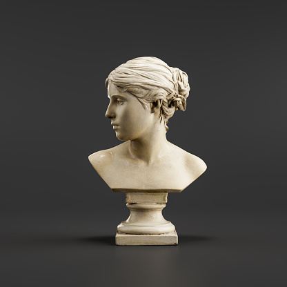 Sculpture bust of Roza Loewenfeld. Marble statue of a woman. 3d rendering