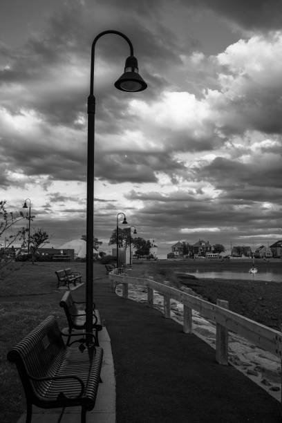 istock Vertical shot of a street lantern on cloudy sky background 1462543248