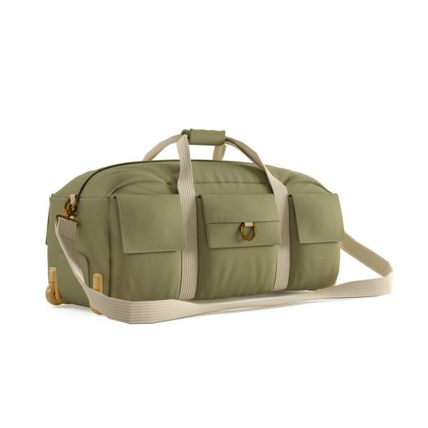 istock 3D rendering of green travel bag in white background 1462547391