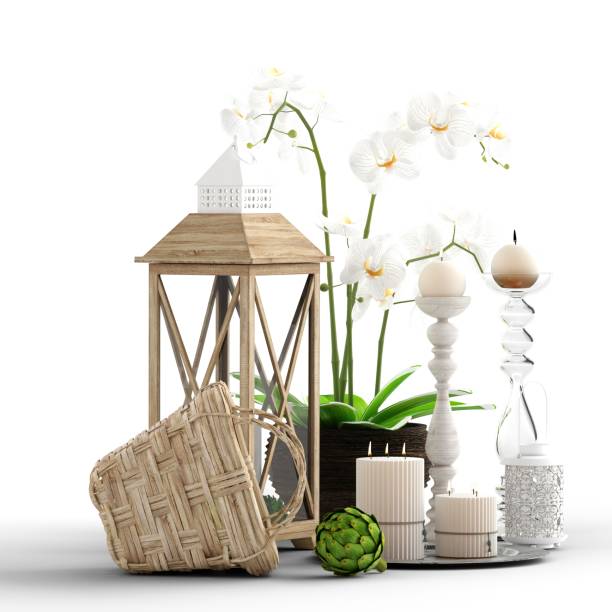 istock 3D rendering of plants with candles in white background 1462547490