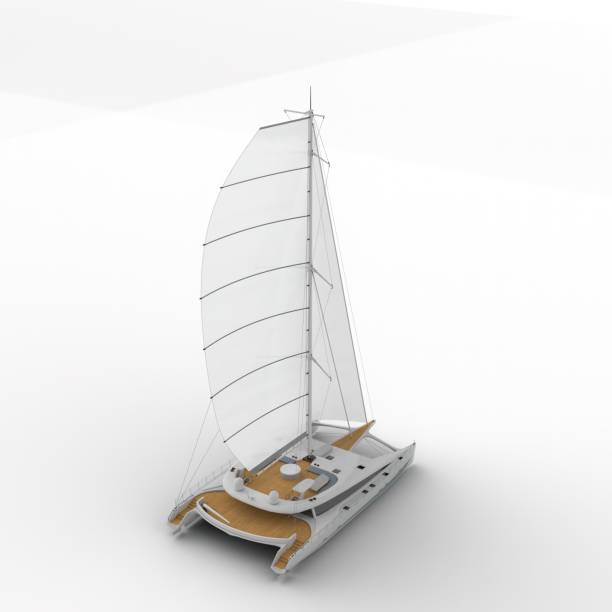 istock 3D rendering of a sailing yacht isolated on a white background. 1462547585