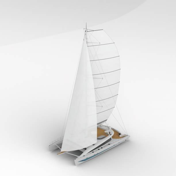 istock 3D rendering of a sailing yacht isolated on a white background. 1462547591
