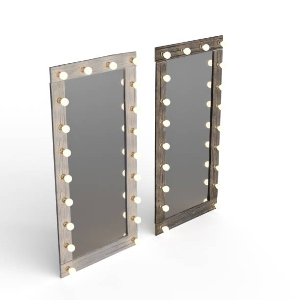 istock 3D rendering of mirrors with shing bulbs 1462549270