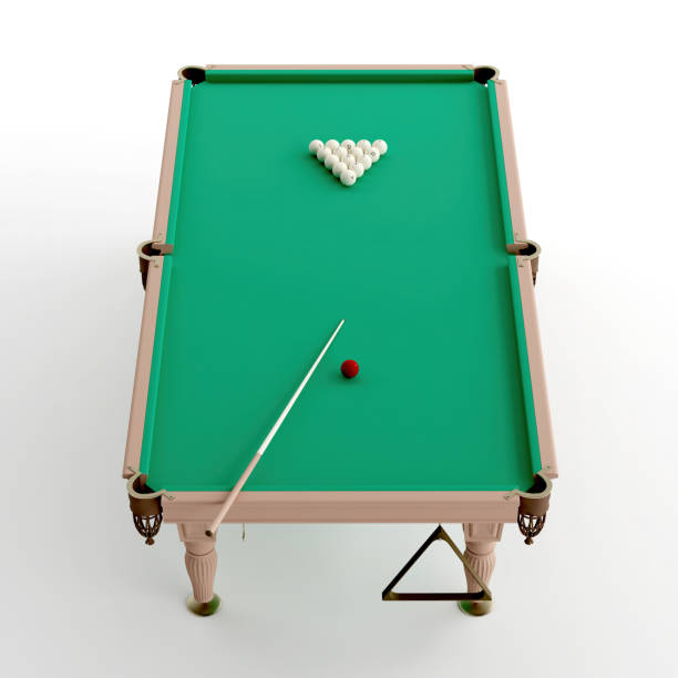 istock Top view of billiards table isolated on white background 1462550722