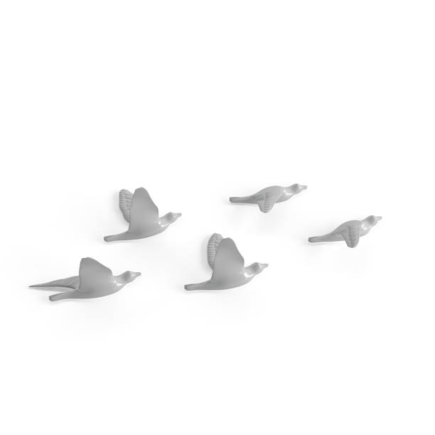 istock 3D rendering of flying white ceramic bird decorations isolated on a white background 1462551348