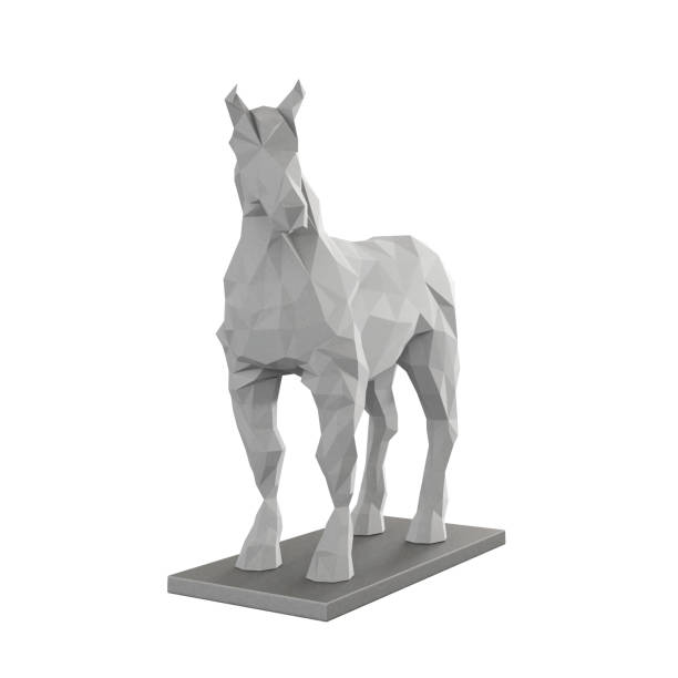 istock 3D rendering of a white horse statue isolated on a white background 1462551402