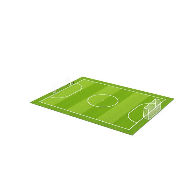 istock 3D rendering of a soccer field with goal post and net isolated on white background 1462551957
