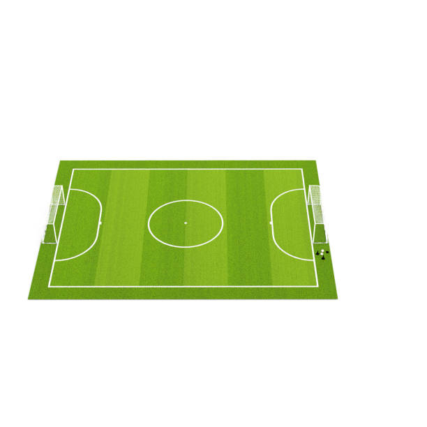 istock 3D rendering of a soccer field with goal post and net isolated on white background 1462551961