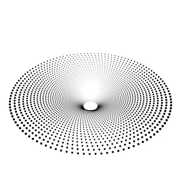 Vector illustration of 3D pattern of dots in indented disk pattern