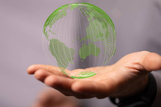 istock 3d rendering of a man holding digital earth, world environment and green concept 1462561092
