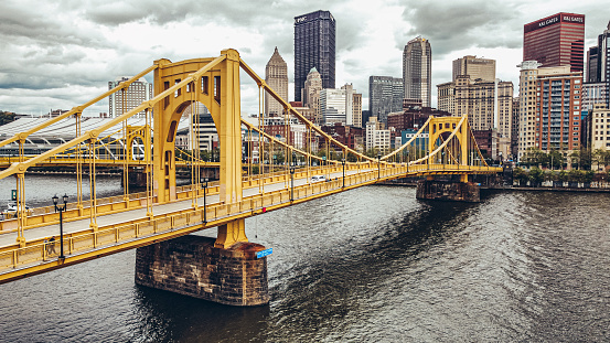 Beautiful view of the famous Rachel Carson Bridge in Pittsburgh, Pennsylvania
