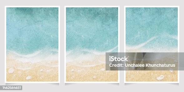 istock abstract loose blue and sand beach watercolor background for wedding invitation card template layout 5x7 vertical 1462564651