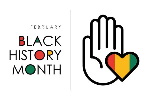 Vector illustration of Black history month celebrate. Heart and hand shape. Vector illustration design graphic Black history month stock illustration