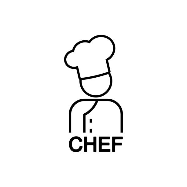 ilustraciones, imágenes clip art, dibujos animados e iconos de stock de icono vectorial de chef aislado en blanco. - restaurant sign sign language food