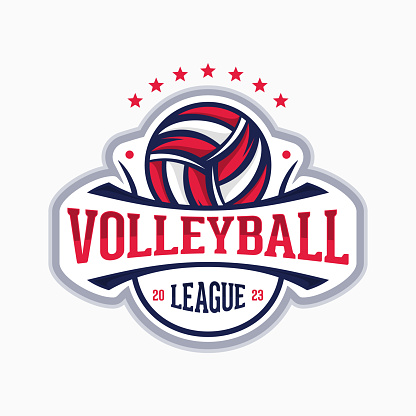 Volleyball League vector logo emblem design for sport team. Vector illustration