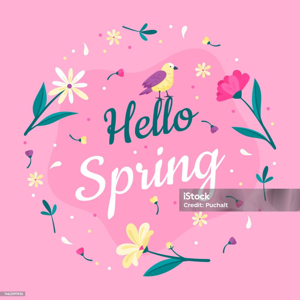 Spring Grafic Simple Spring Flat Illustration Stock Illustration - Download Image Now ...