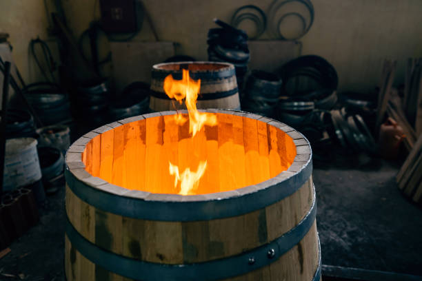istock Oak barrel burning so the wood can gain aroma 1462606853