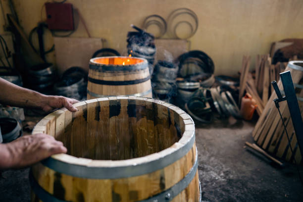 istock Oak barrel burning so the wood can gain aroma 1462607509