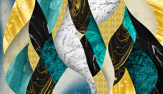 3d abstract wallpaper for wall frame .Resin geode and abstract art, functional art, like watercolor geode painting. golden, blue, turquoise, black, gray, white and gray marble background