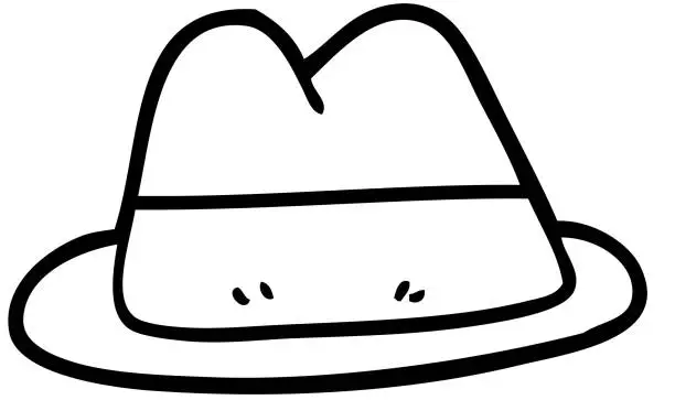 Vector illustration of line drawing cartoon old style hat