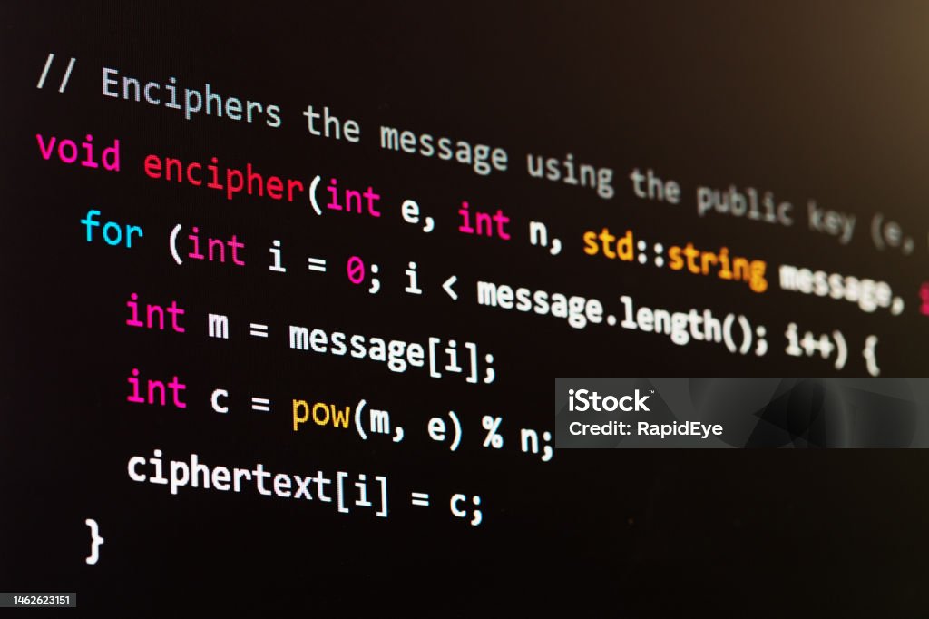 Foto de Criptografia Trecho De Código De Computador C Para Codificar ...