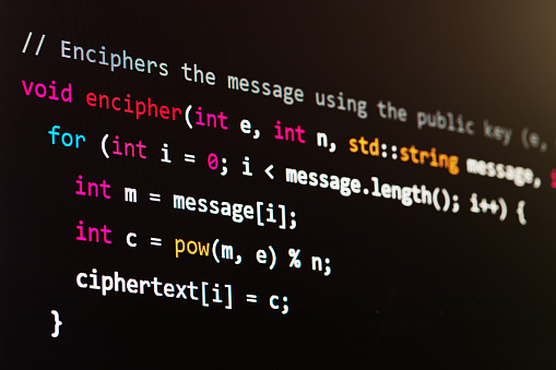 Foto de Criptografia Trecho De Código De Computador C Para Codificar ...