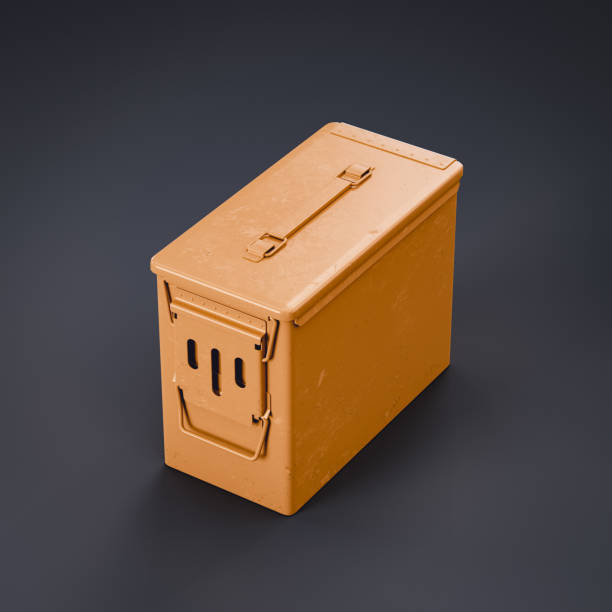 istock Monochrome single color yellow military ammo box, ammunition box, 3d illustration 1462630364