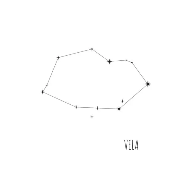 Vector illustration of Constellation Vela scheme in starry sky